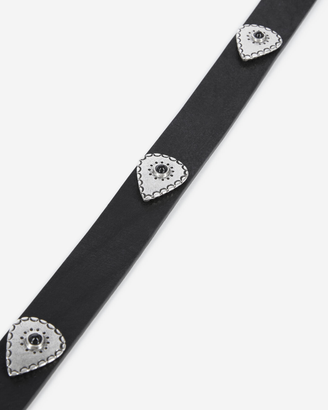 The Kooples FEMME BLACK ceinture fine cloutée en cuir noir
