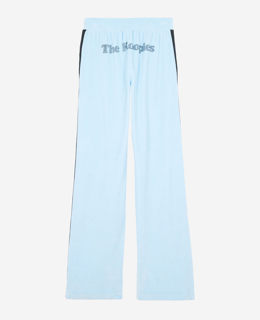 The Kooples WOMEN BABY BLUE light blue velvet jogging bottoms