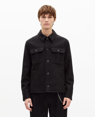 The Kooples HERREN ANTHRACITE mandelgrüne wolljacke
