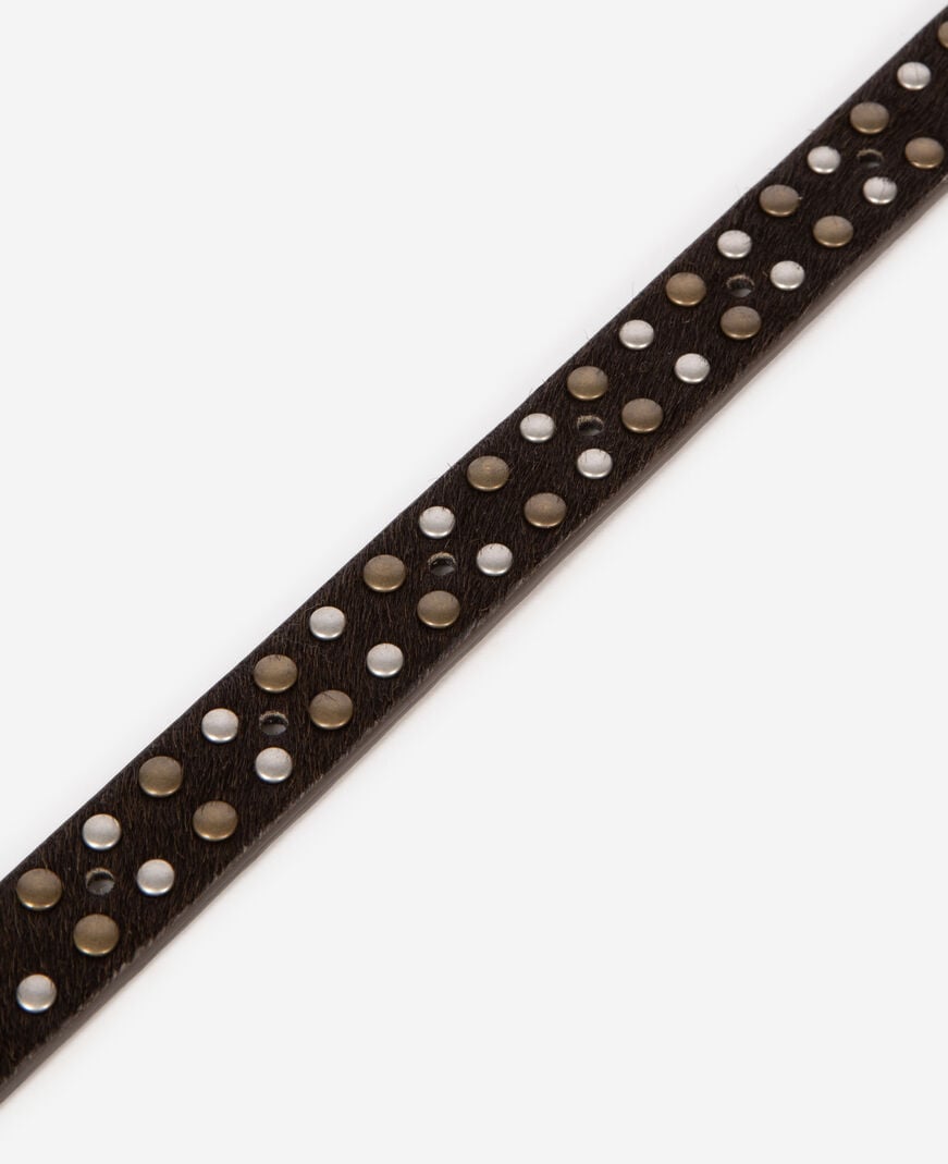 The Kooples WOMEN BROWN slim brown leather belt