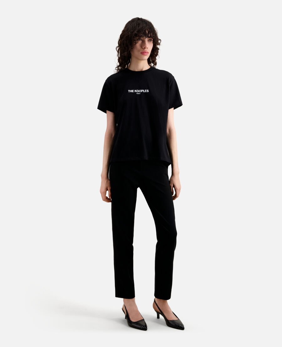 schwarzes baumwoll-t-shirt damen mit logoprint