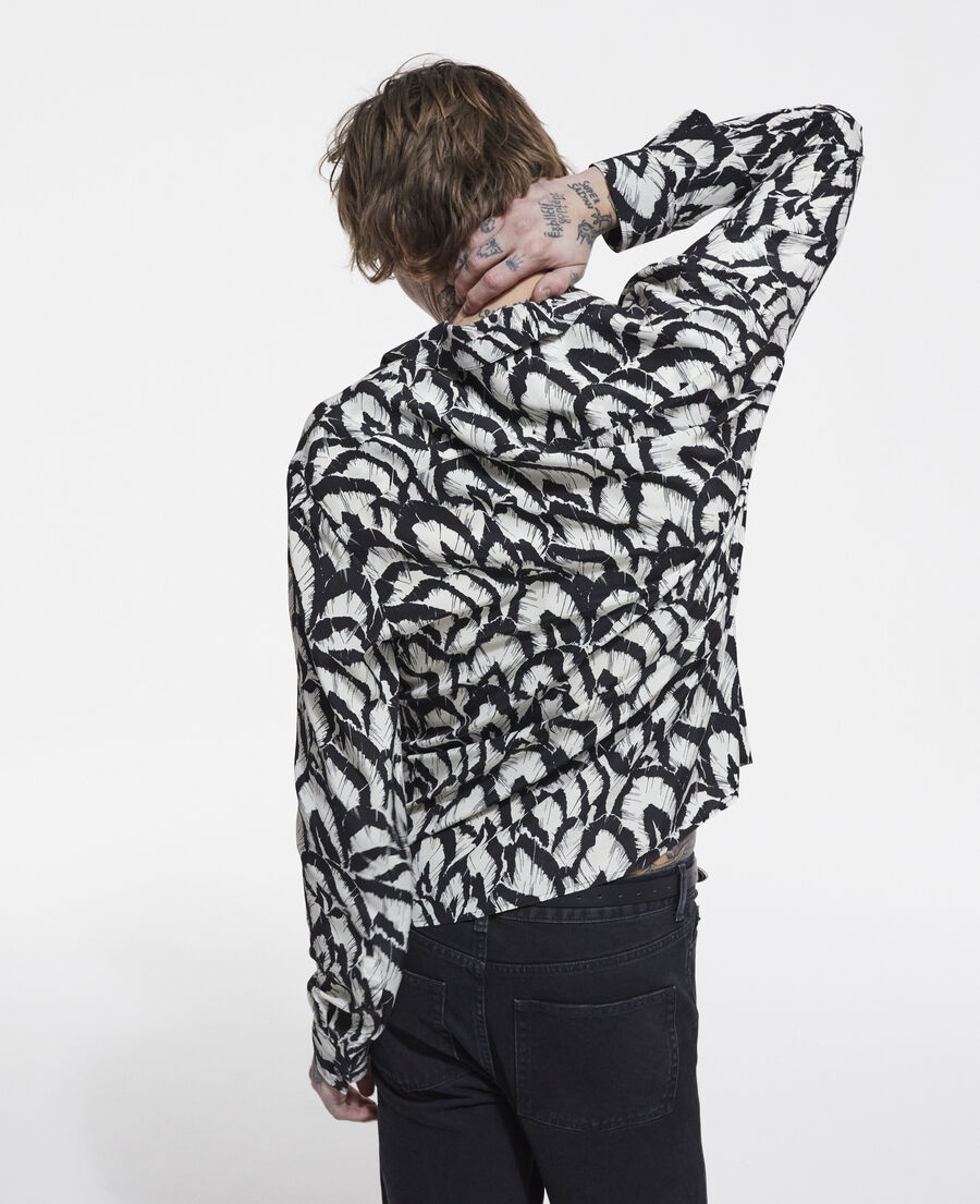 chemise col hawaïen en soie imprimée