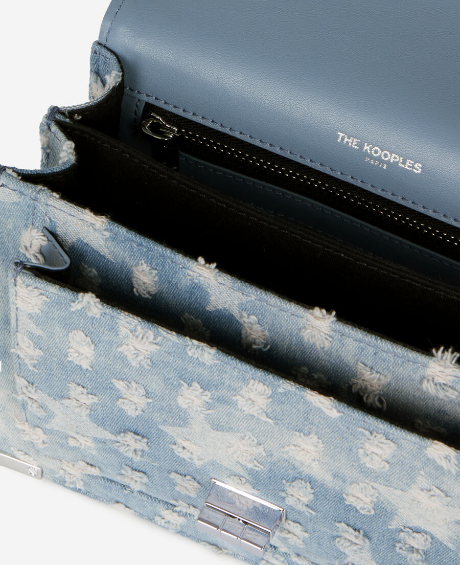 The Kooples F BLUE DENIM small emily blue denim bag with stars