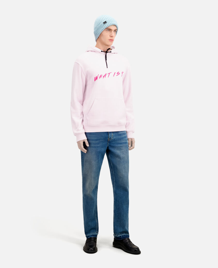 herren rosa kapuzensweatshirt „what is“