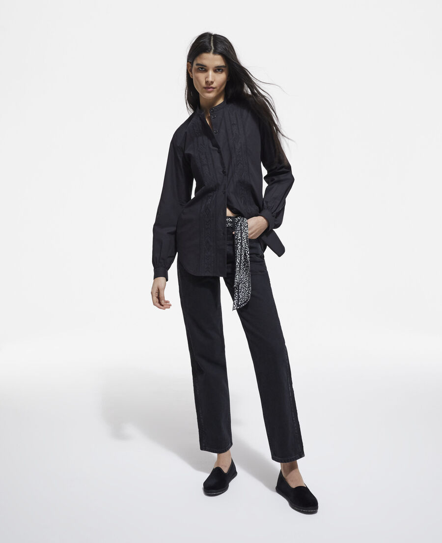 Straightcut jeans with black embroidery The Kooples