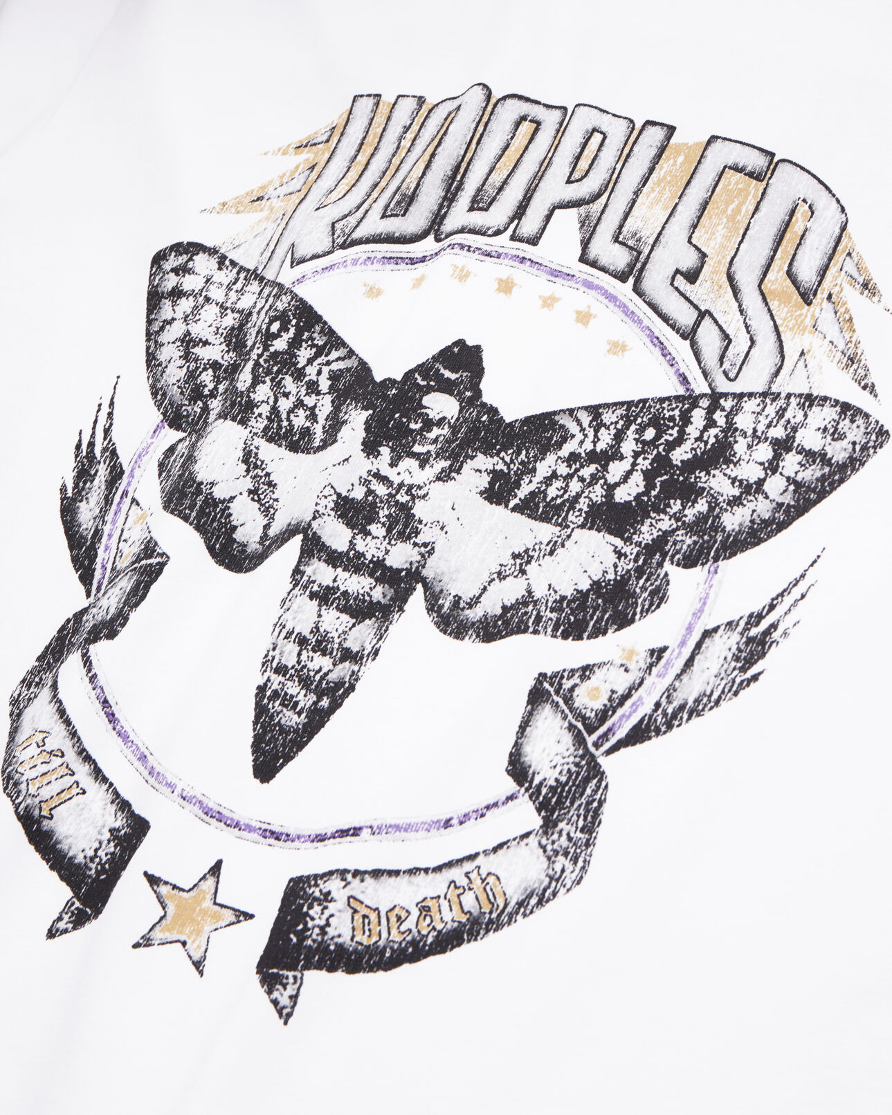 The Kooples MEN WHITE white t-shirt with skull butterfly serigraphy