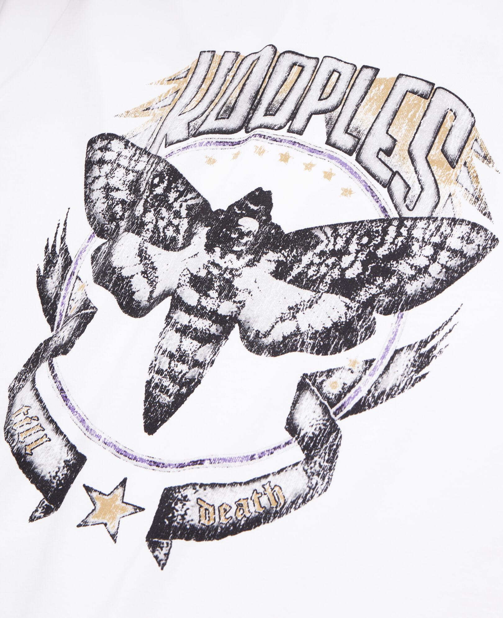The Kooples MEN WHITE white t-shirt with skull butterfly serigraphy
