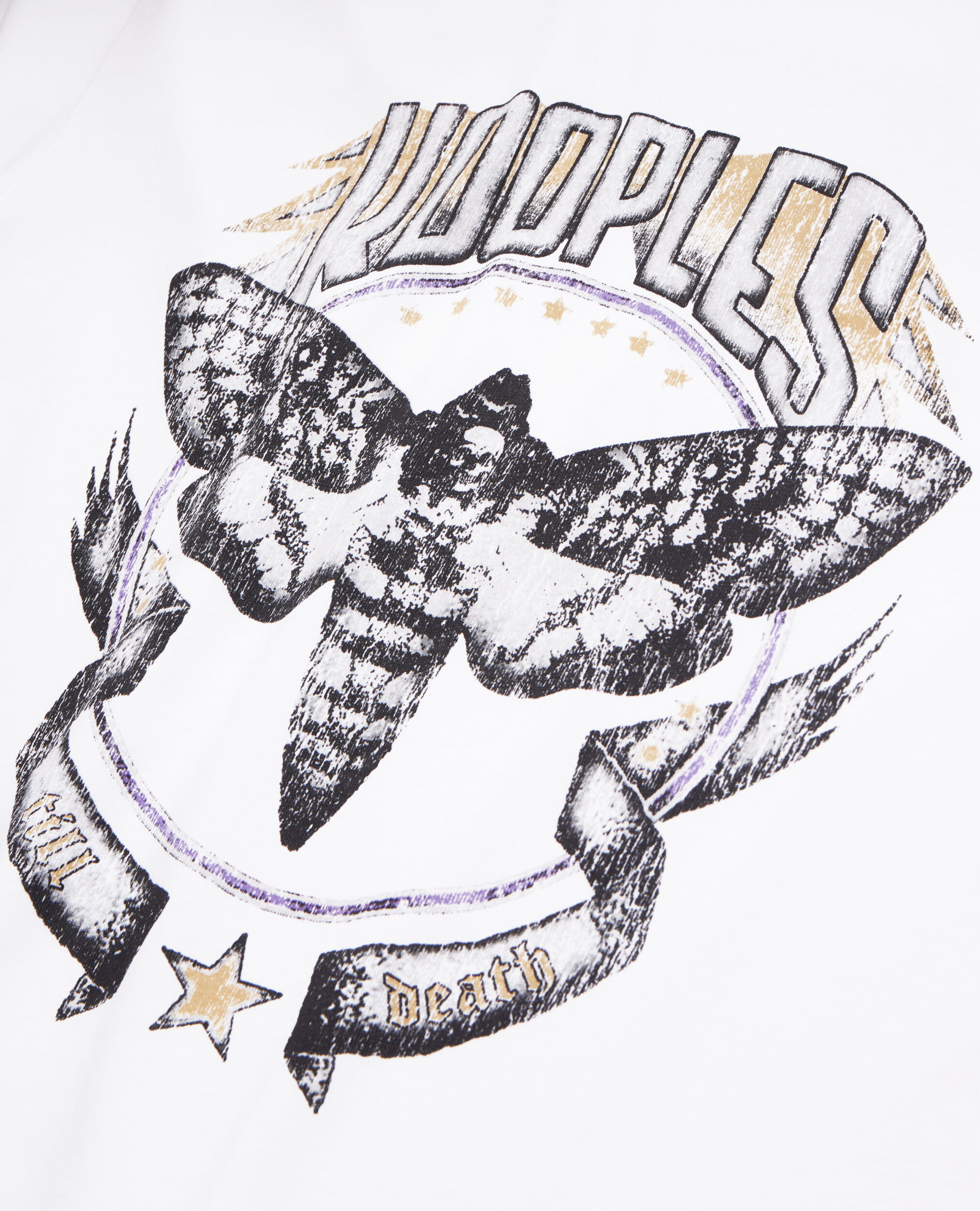White t-shirt with Skull butterfly serigraphy, WHITE, hi-res image number null