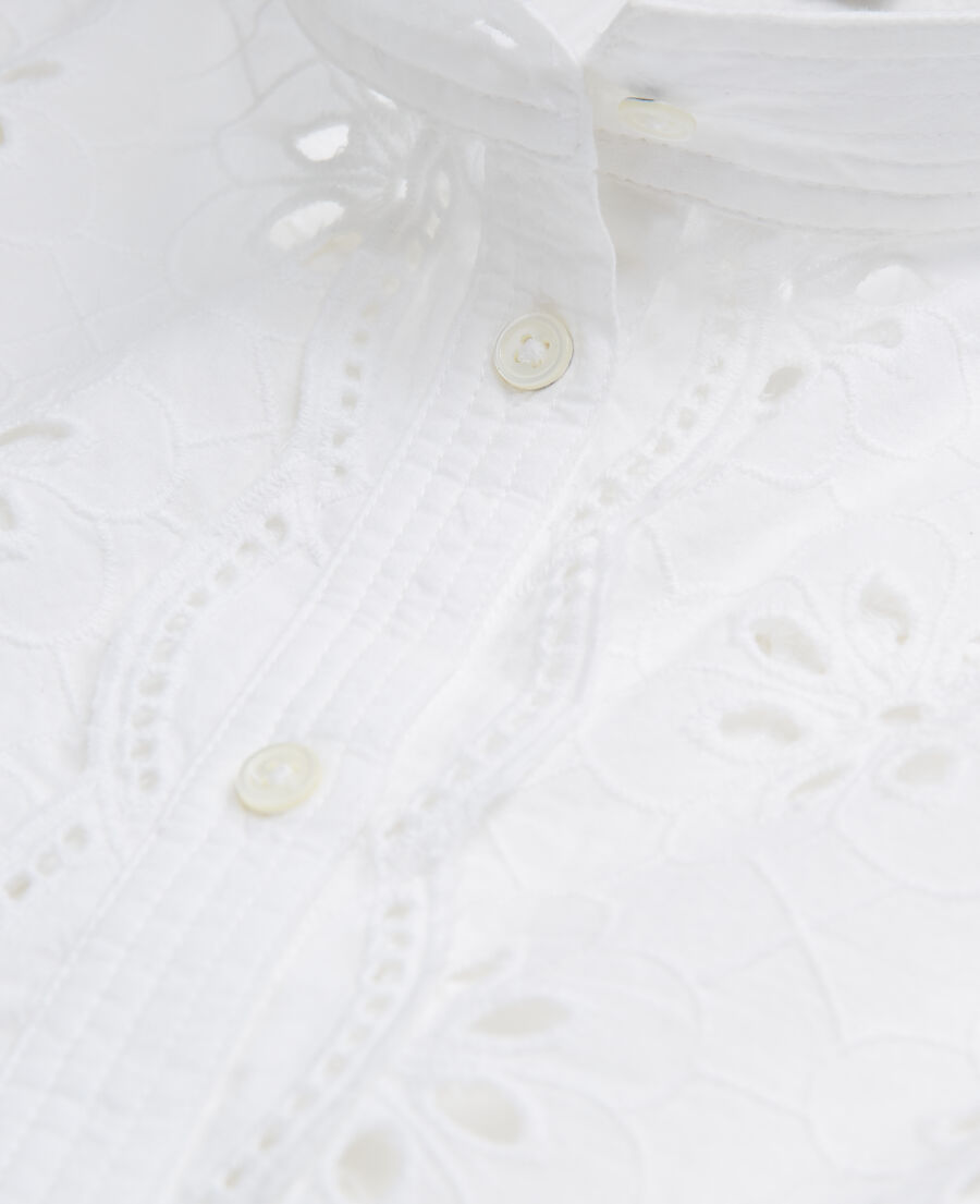 chemise courte blanche en broderie anglaise