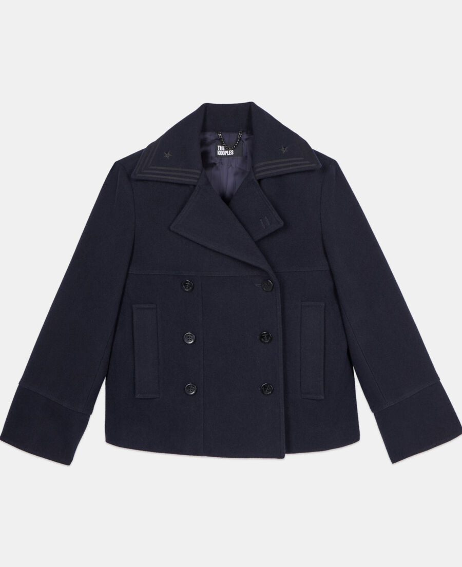 The Kooples FEMME DARK NAVY caban court bleu marine