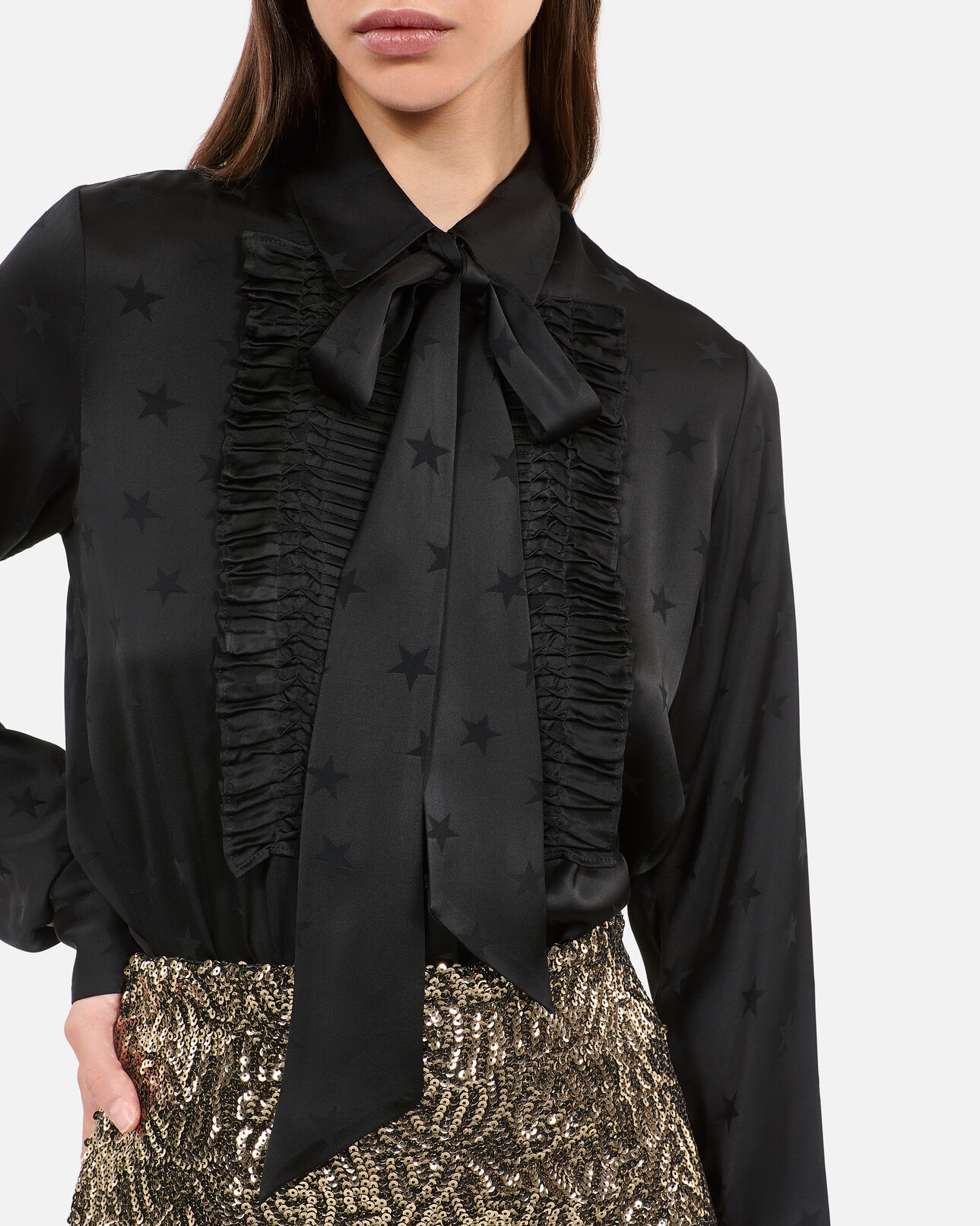 The Kooples FEMME BLACK chemise jacquard noire