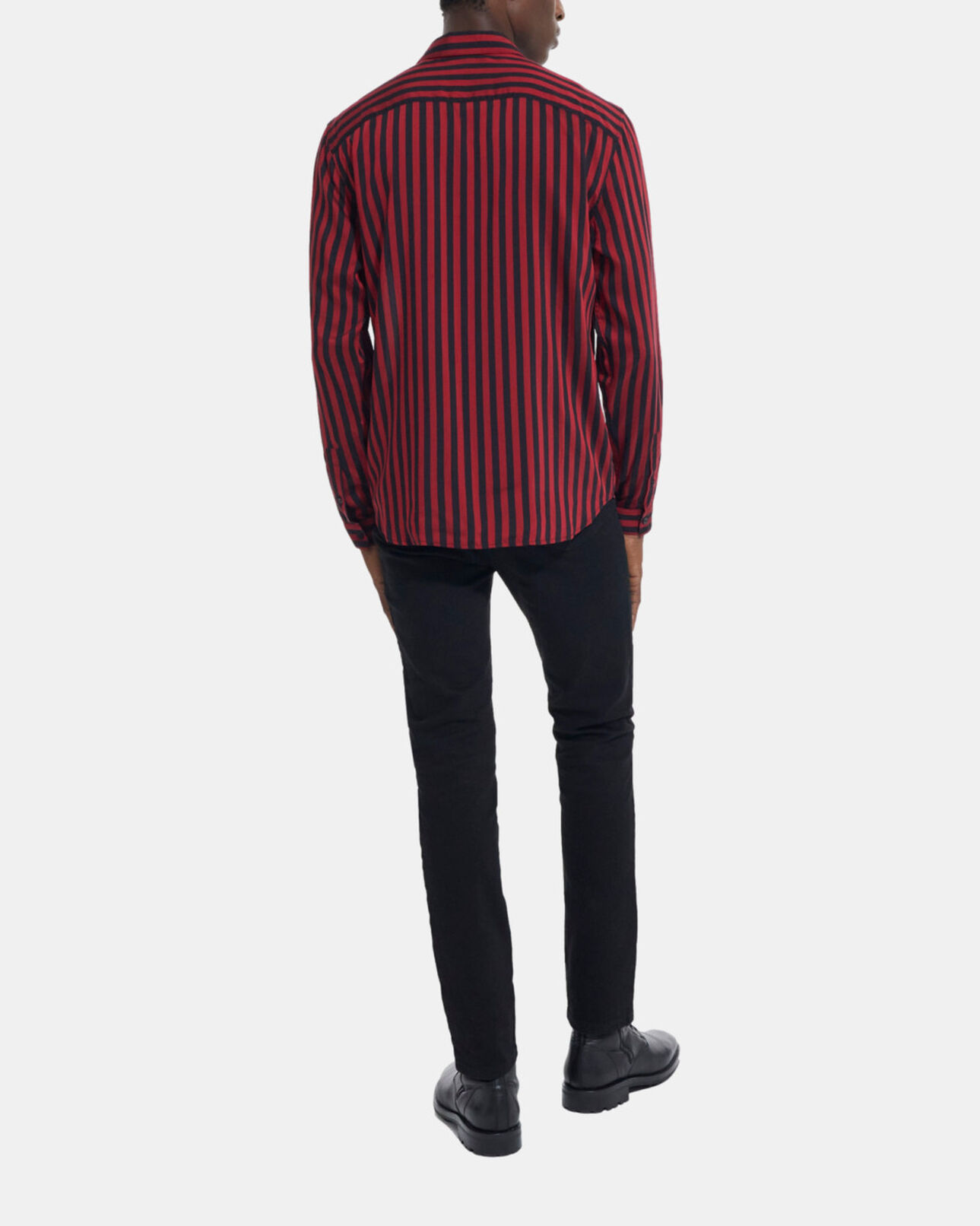 The Kooples HOMME RED / BLACK chemise col classique à rayures