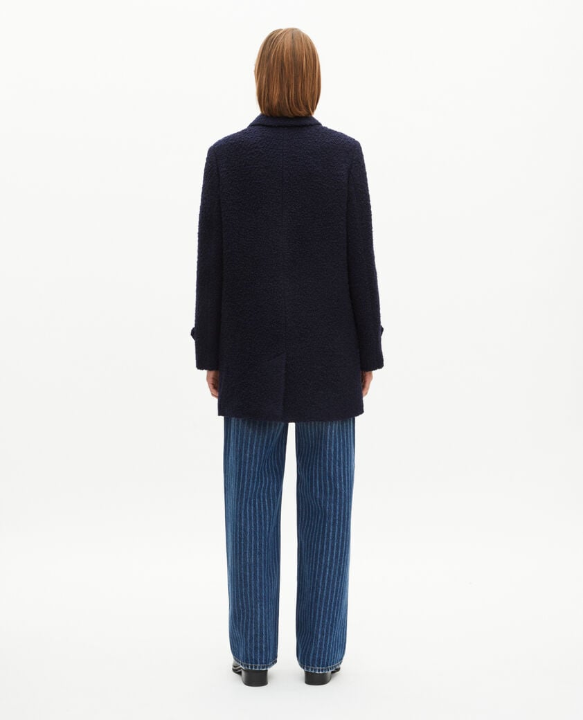 The Kooples WOMEN NAVY navy bouclette wool coat