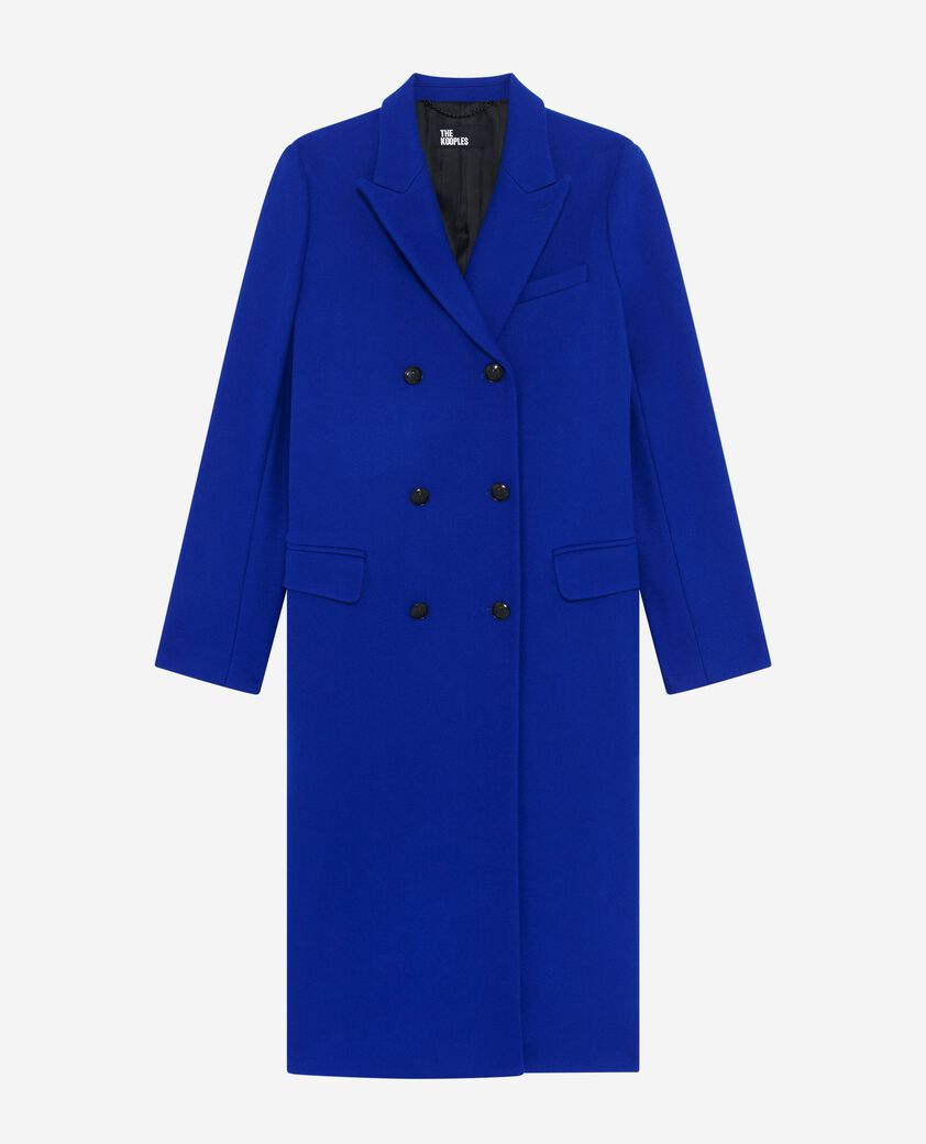 The Kooples FEMME ROYAL BLUE manteau long crois&eacute; en laine bleu &eacute;l&eacute;ctrique