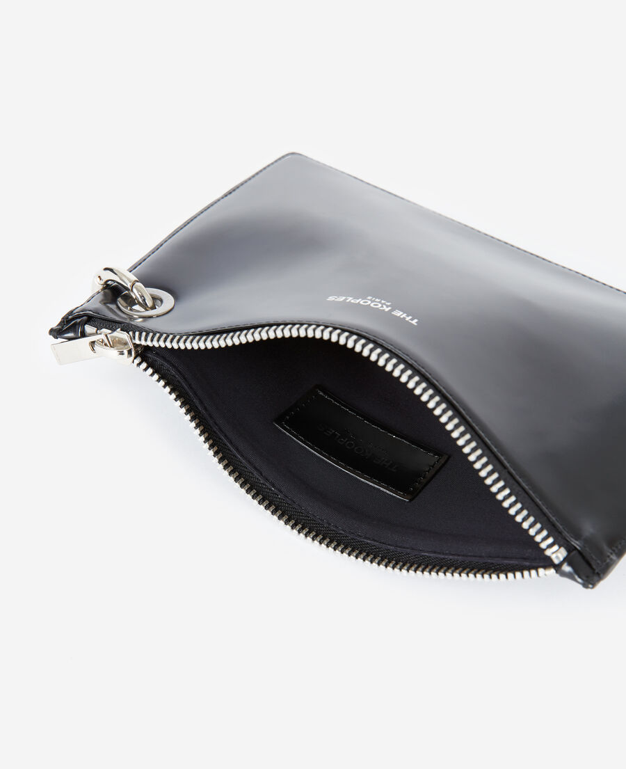 black leather mobile pouch