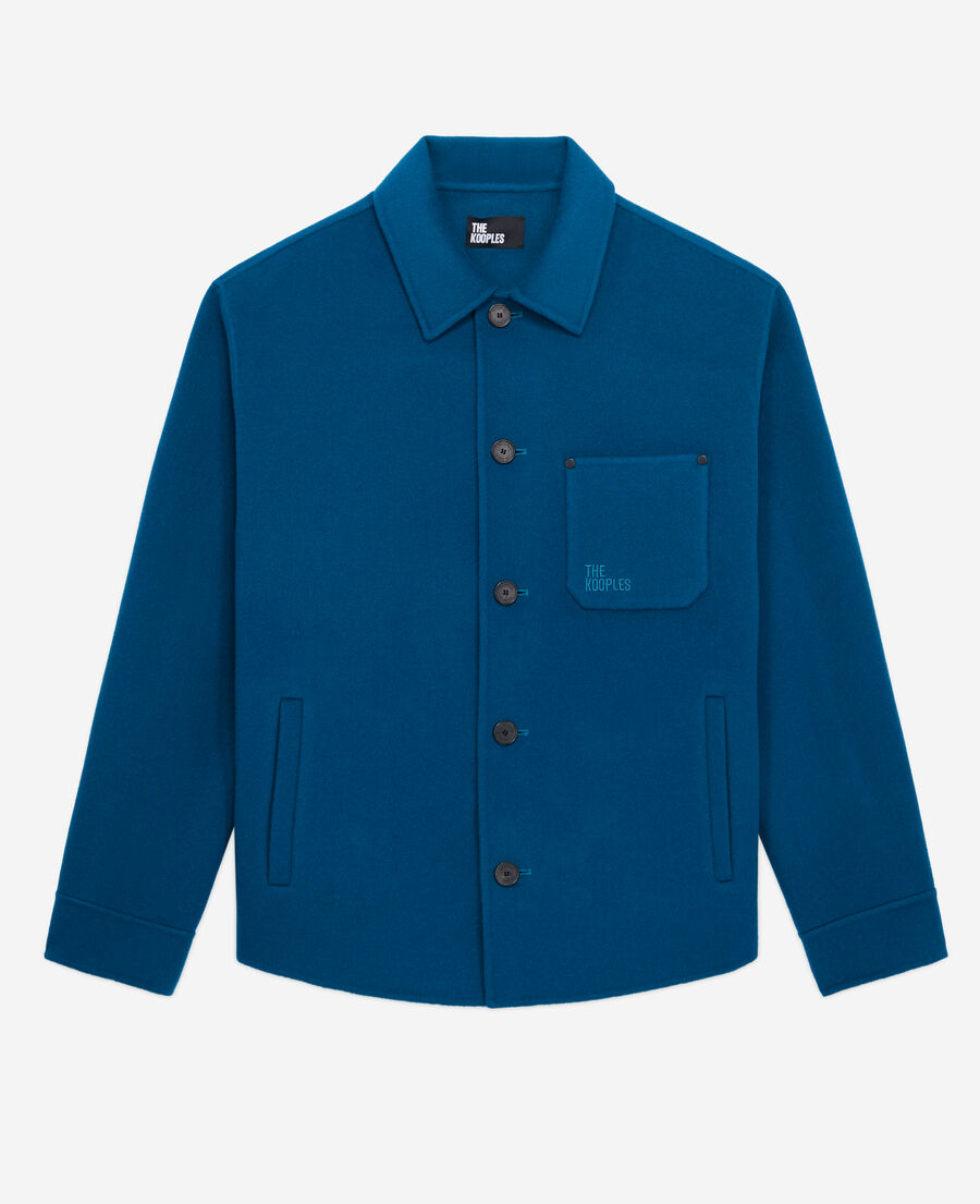The Kooples HOMME MEDIUM BLUE blouson type surchemise bleu en laine
