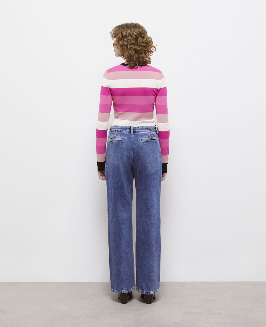 wide-leg blue jeans