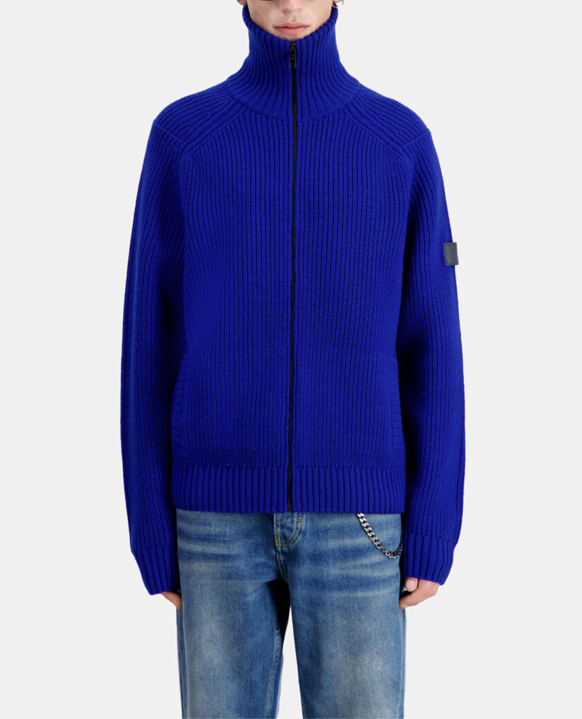 The Kooples MEN ELECTRIC BLUE blue cardigan with zipper