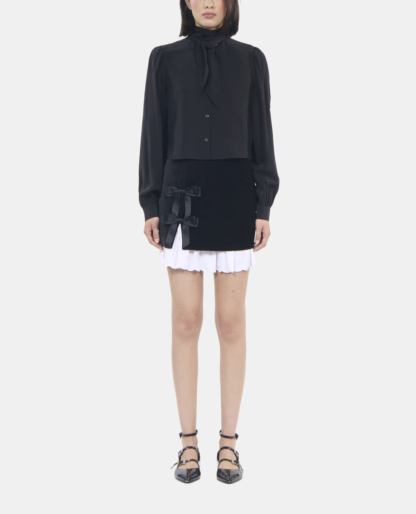 The Kooples WOMEN BLACK short black silk shirt