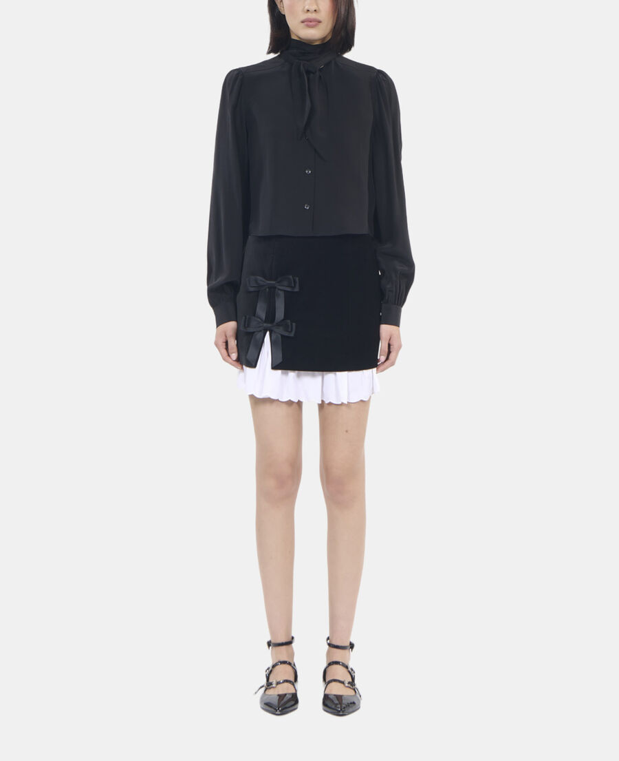 The Kooples WOMEN BLACK short black silk shirt