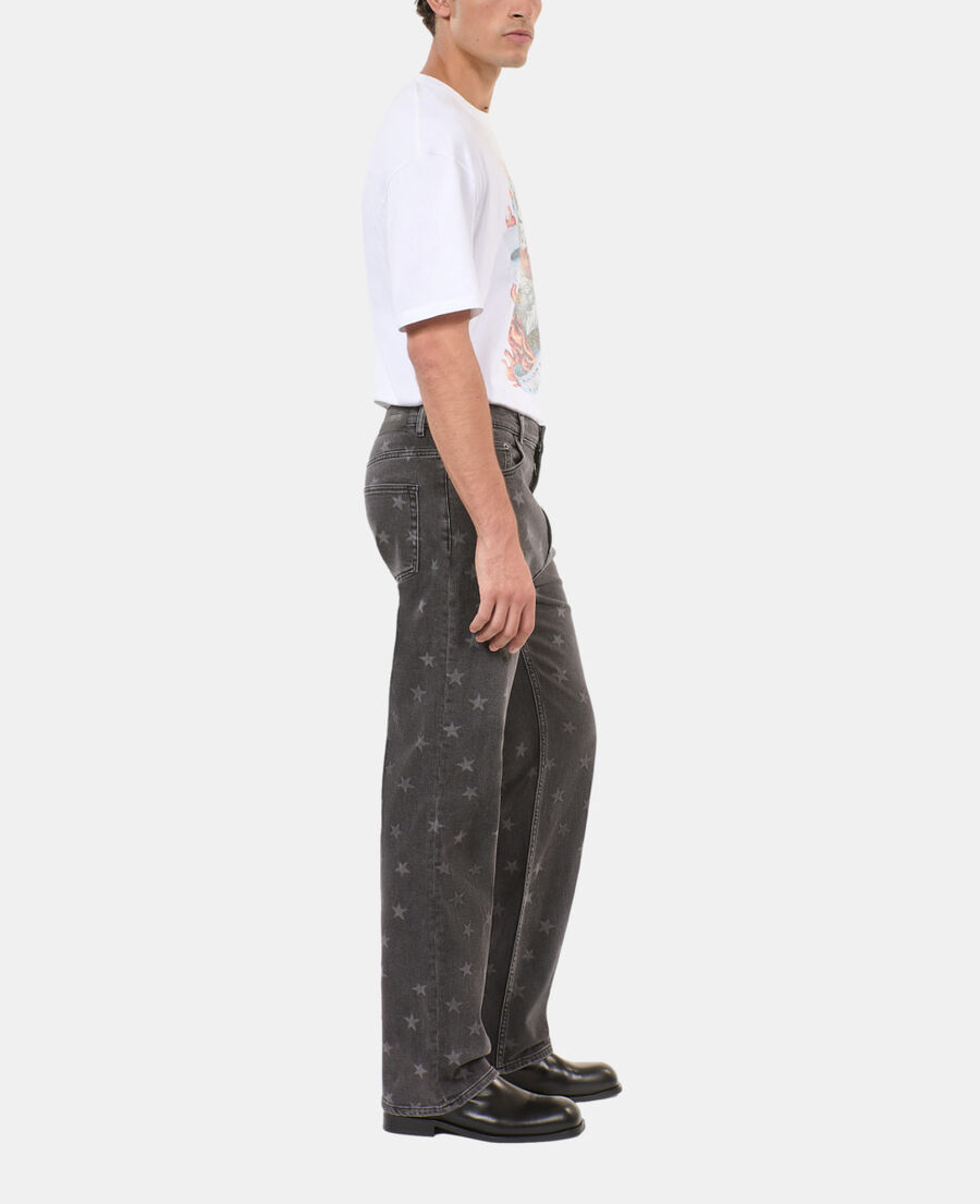 The Kooples H BLACK WASHED star printed straight-leg jeans