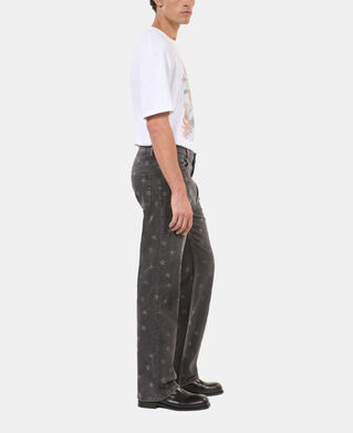 The Kooples H BLACK WASHED star printed straight-leg jeans