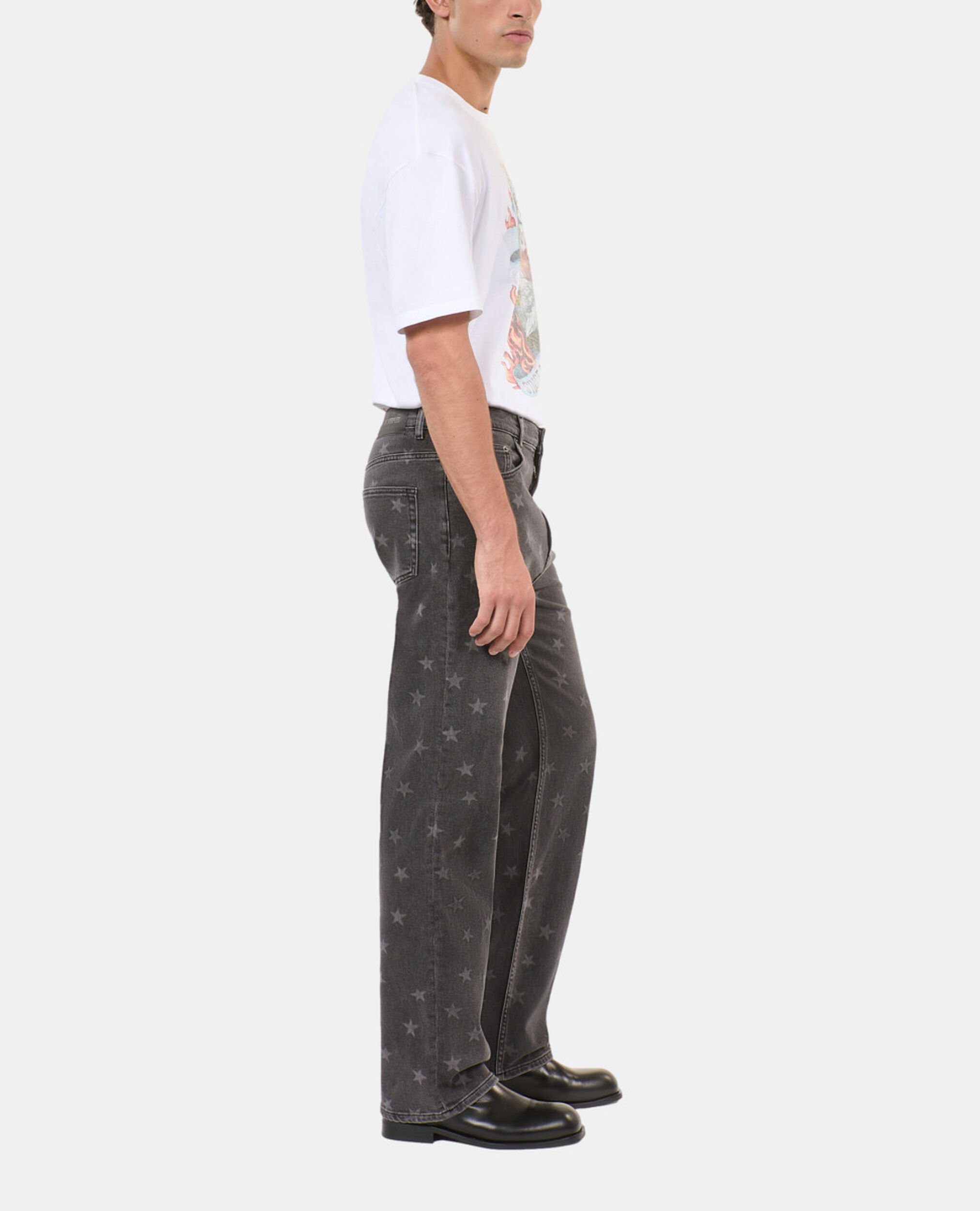 Star printed straight-leg jeans, BLACK WASHED, hi-res image number null