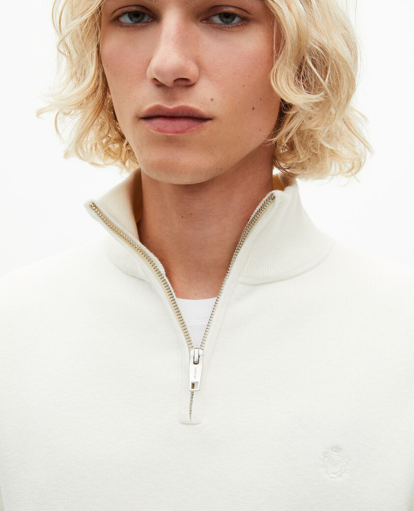 The Kooples MEN ECRU double-faced ecru wool trucker-neck sweater