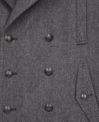 The Kooples HOMME BLACK GREY caban court en laine mélangée chevron noire