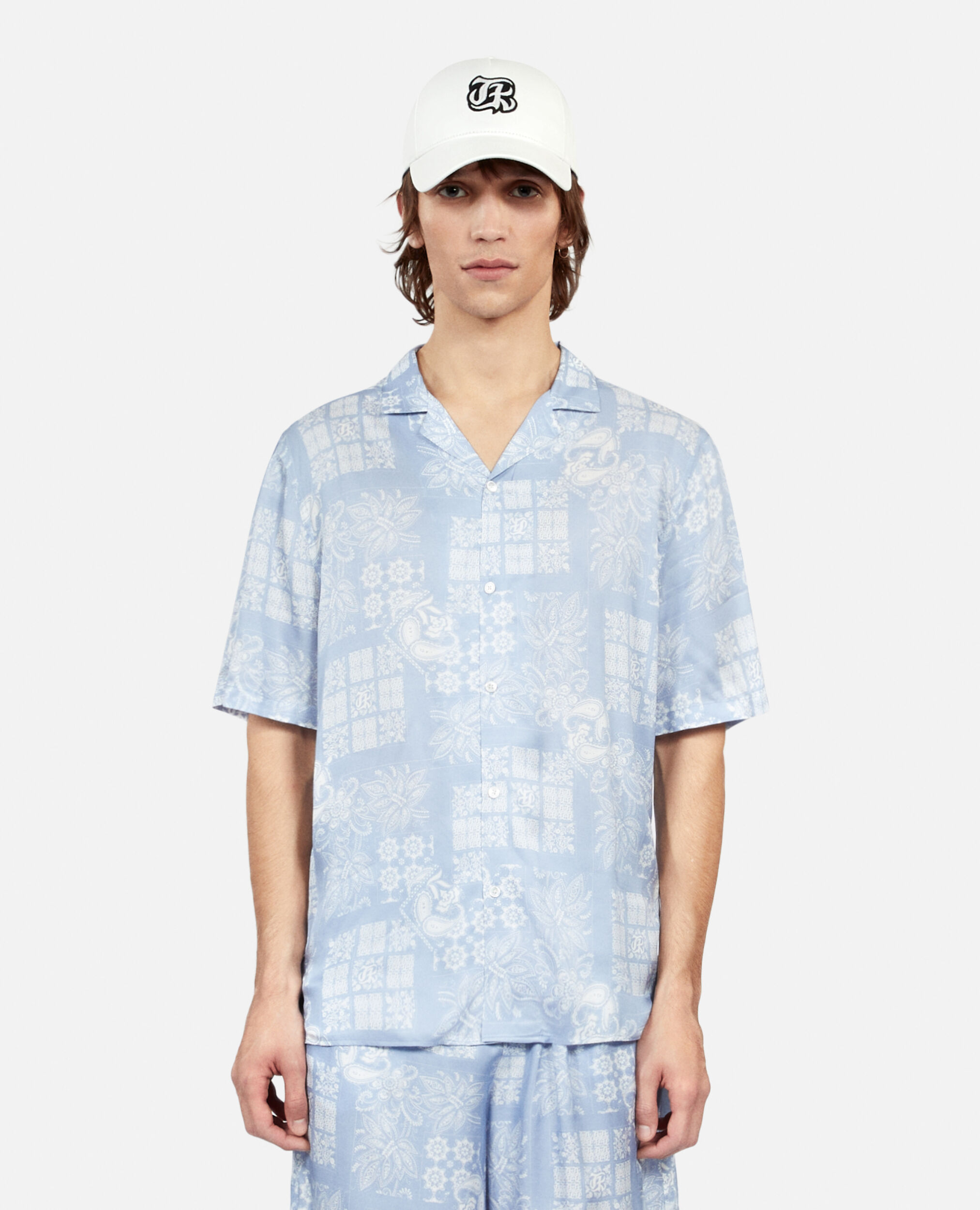 Camisa estampada manga corta, WHITE / SKY BLUE, hi-res image number null