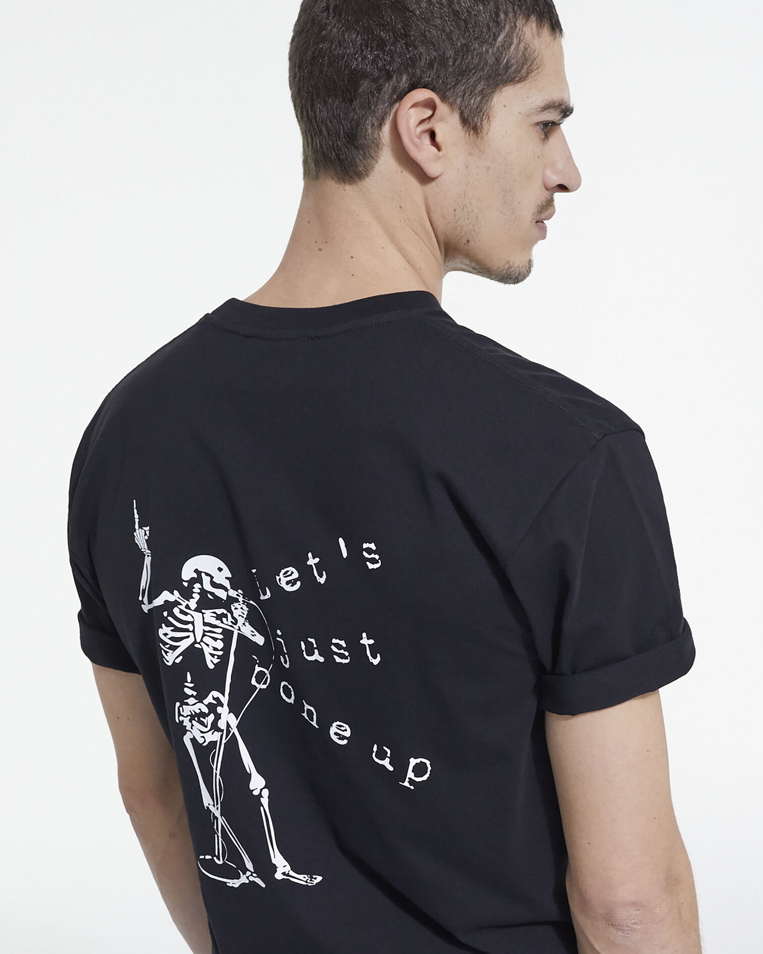 Black screen print T-shirt, BLACK, hi-res image number null