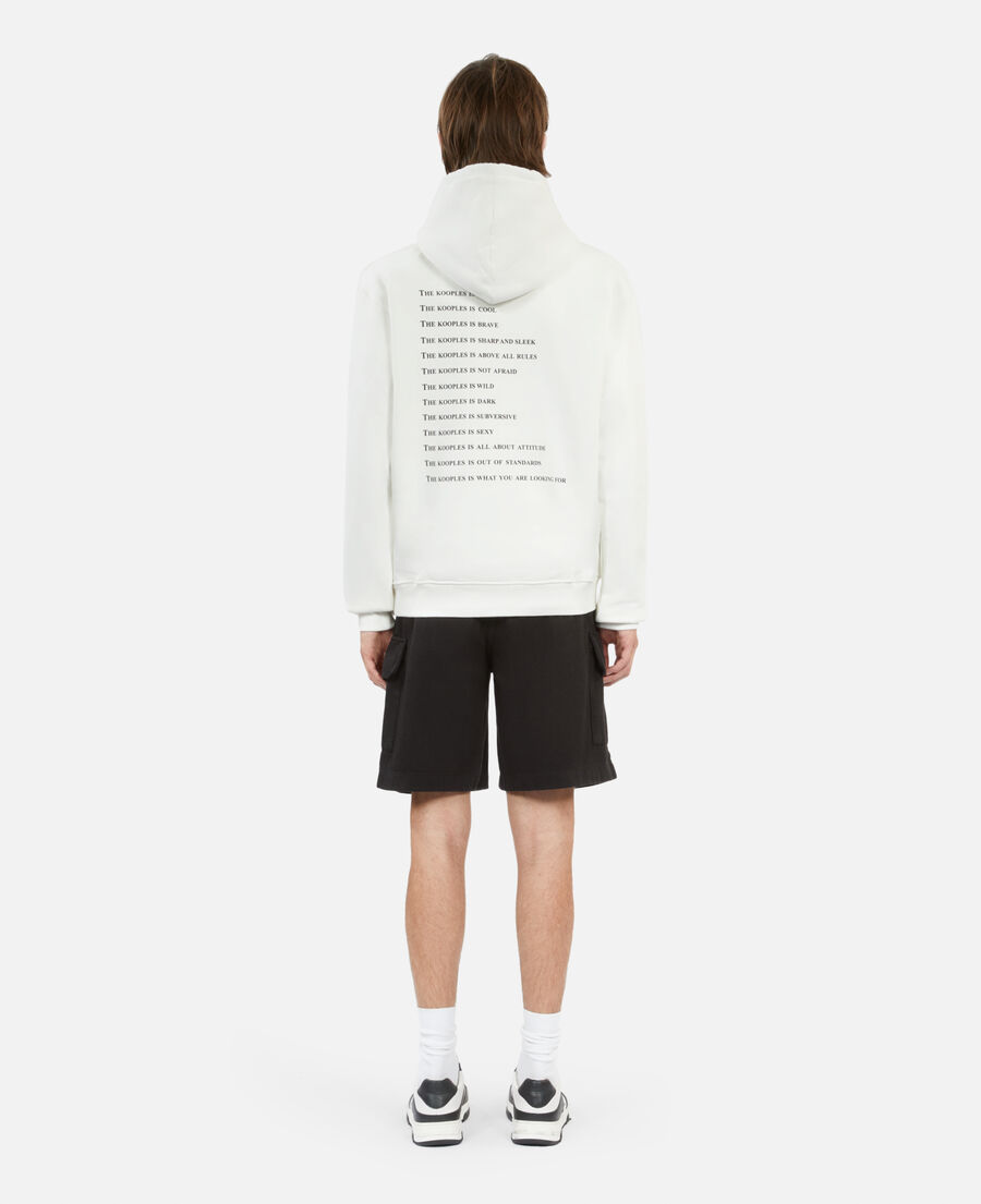 men's ecru sweatshirt with what is screen print