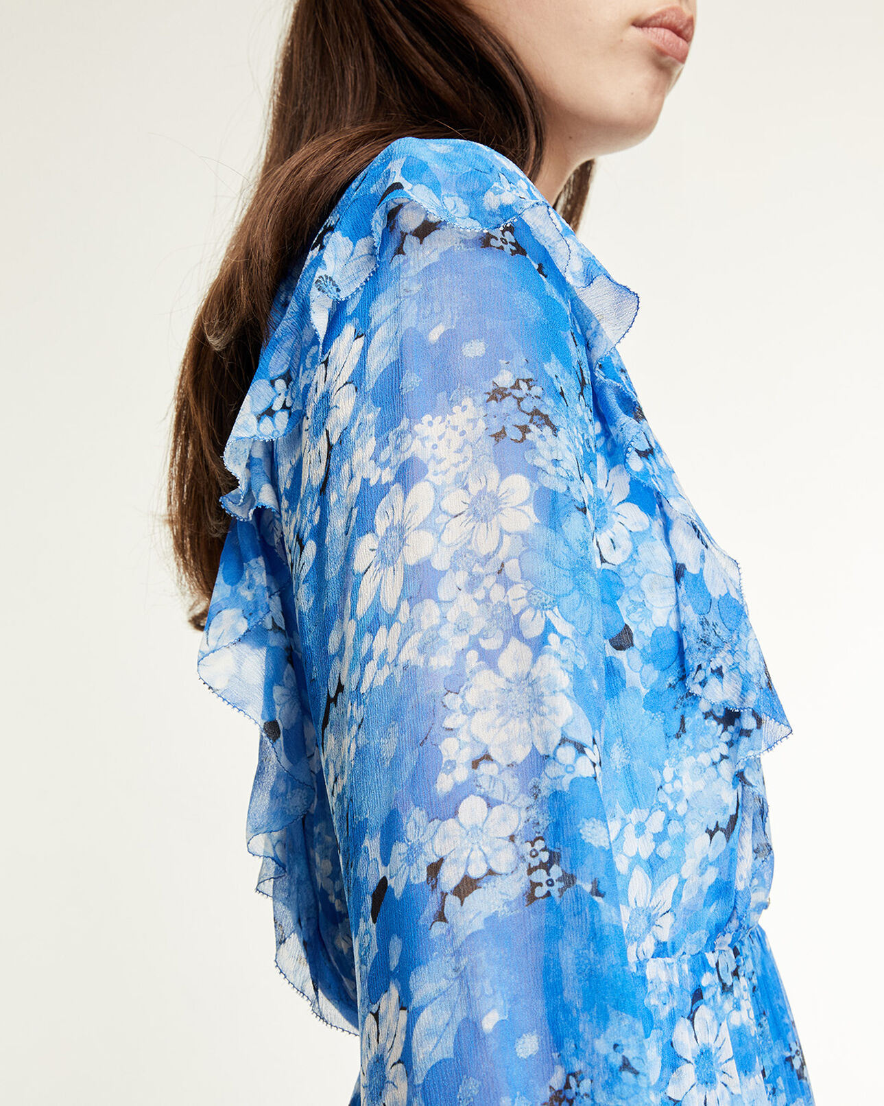The Kooples DAMEN BLUE kleid lang blau blumenprint