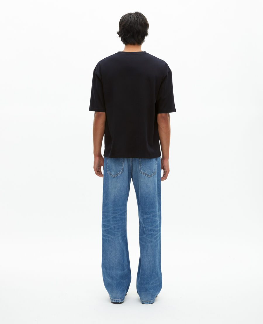The Kooples MEN NAVY unisex plain navy blue loose-fitting t-shirt