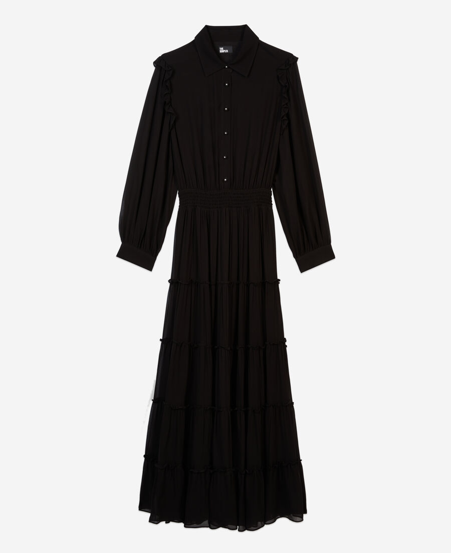 robe longue noire avec volants