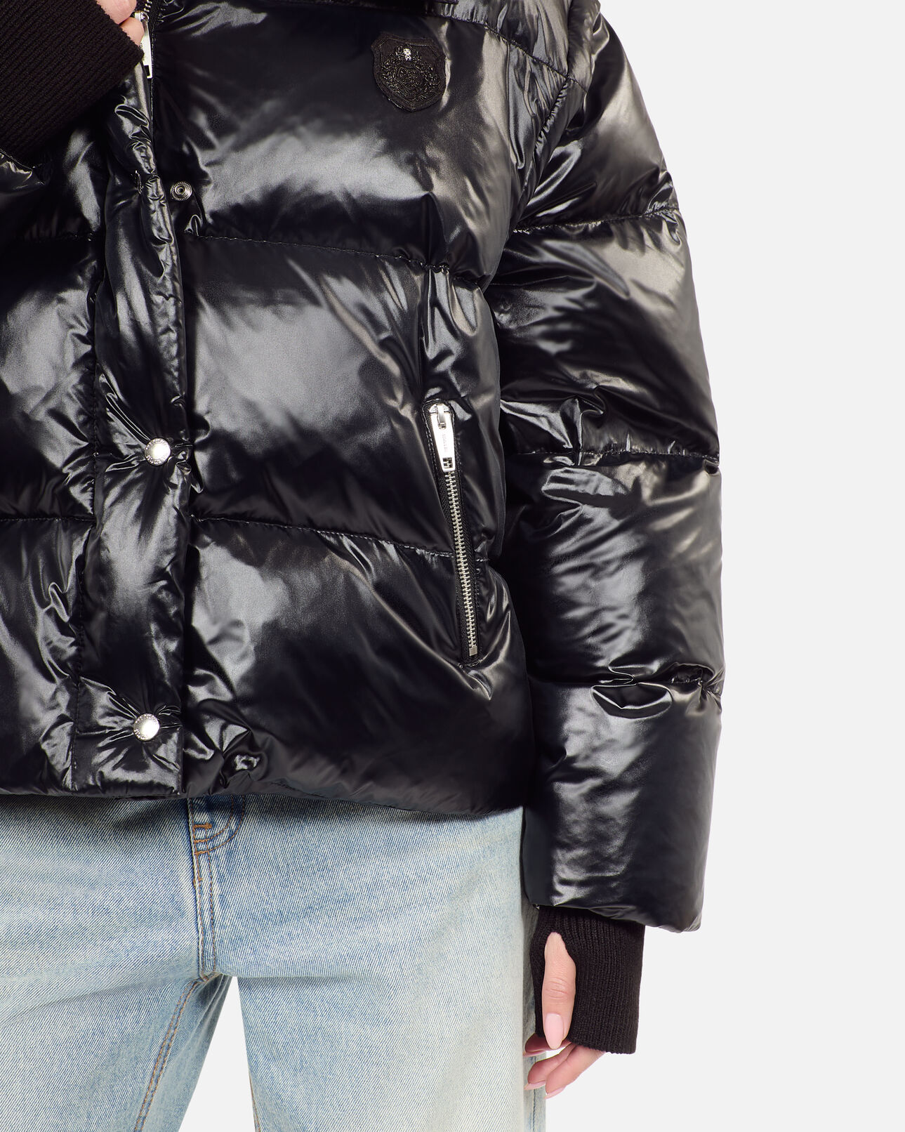 The Kooples F BLACK black down jacket with detachable sleeves