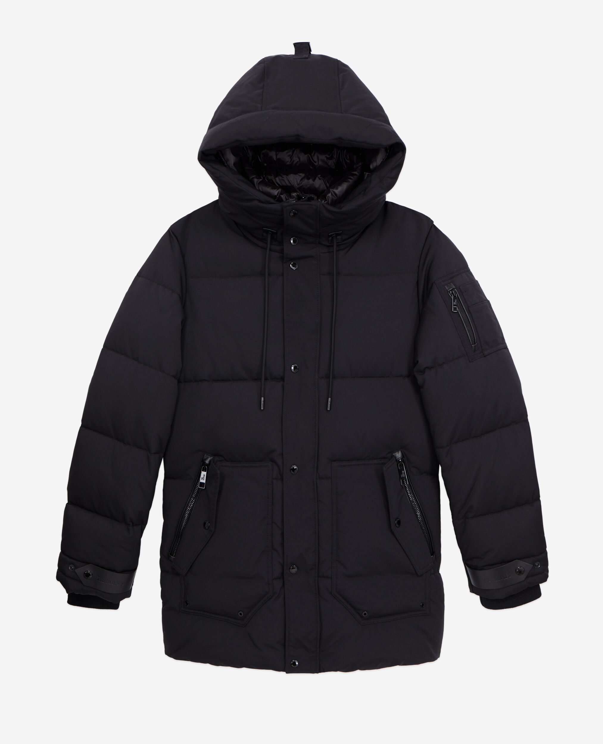 Black hooded parka
