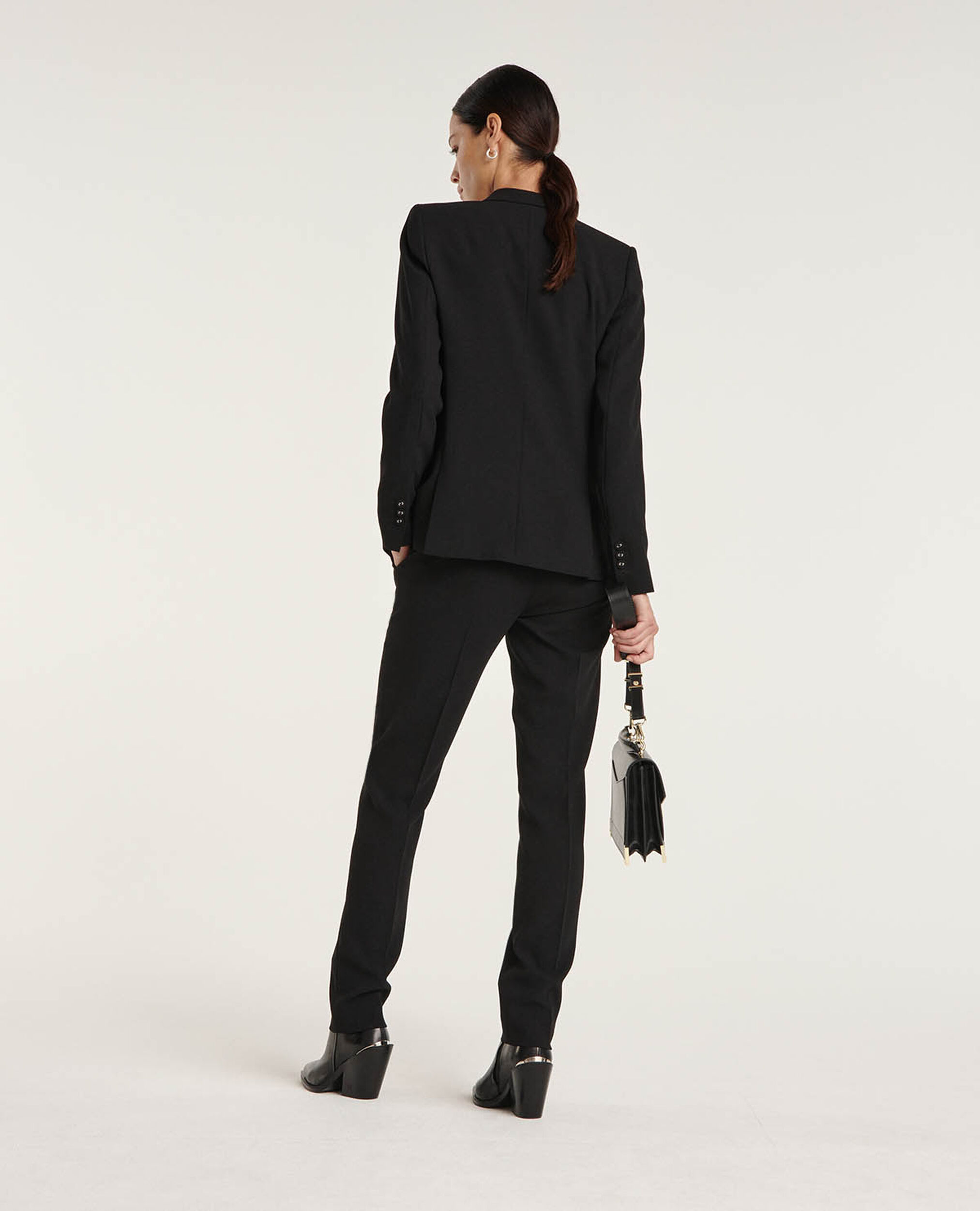 Anzughose aus schwarzem Krepp, BLACK, hi-res image number null
