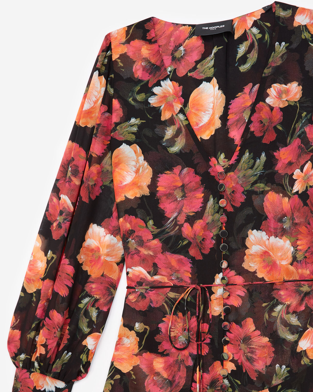 The Kooples FEMME MULTICOLOR robe longue volants à imprimé fleuri