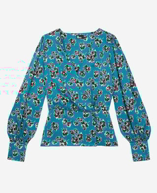The Kooples WOMEN PINK - BLUE crossover printed top