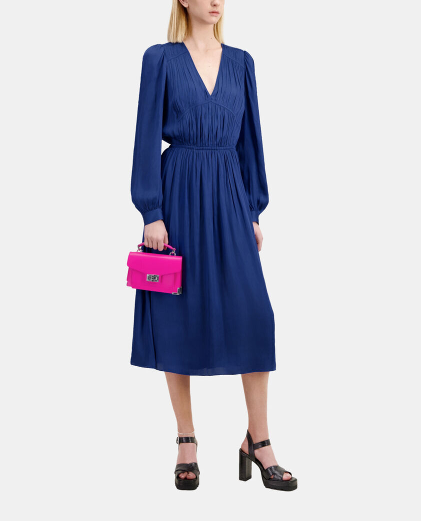 The Kooples FEMME ROYAL BLUE robe longue plissée bleue