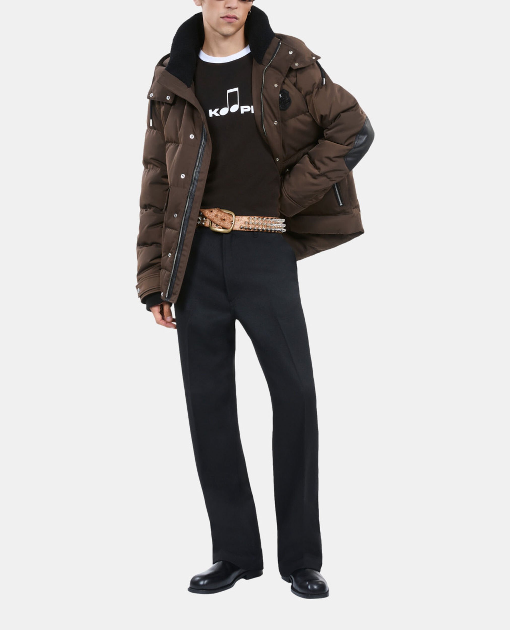 Braune Daunenjacke mit Wappen, BROWN, hi-res image number null