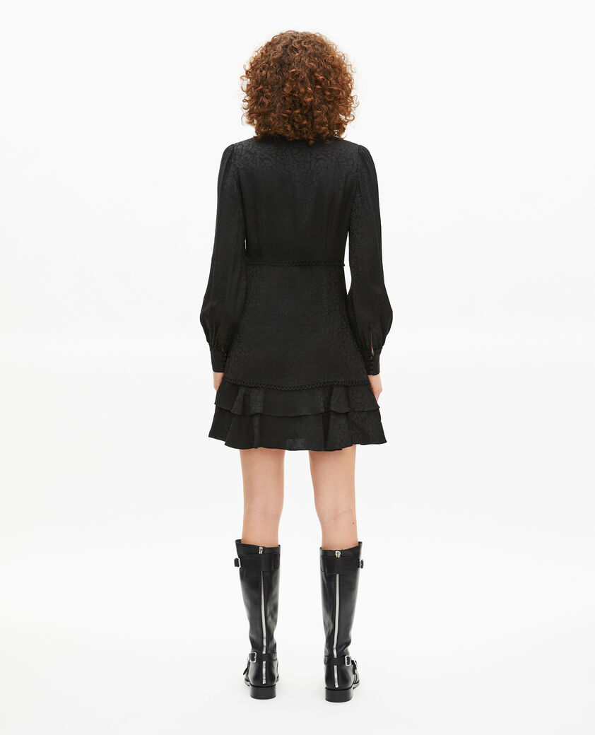 The Kooples DAMEN BLACK kurzes kleid aus leoparden-jacquard schwarz