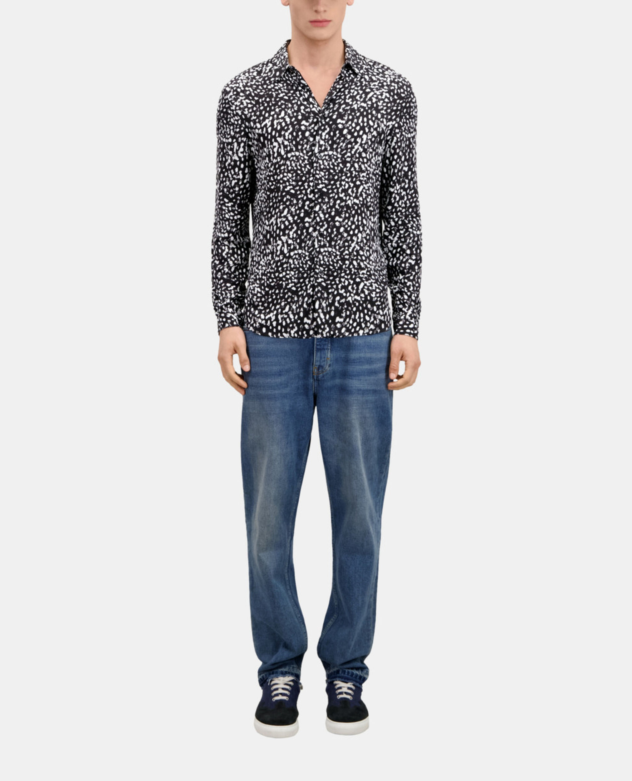 Printed shirt, BLACK WHITE, hi-res image number null