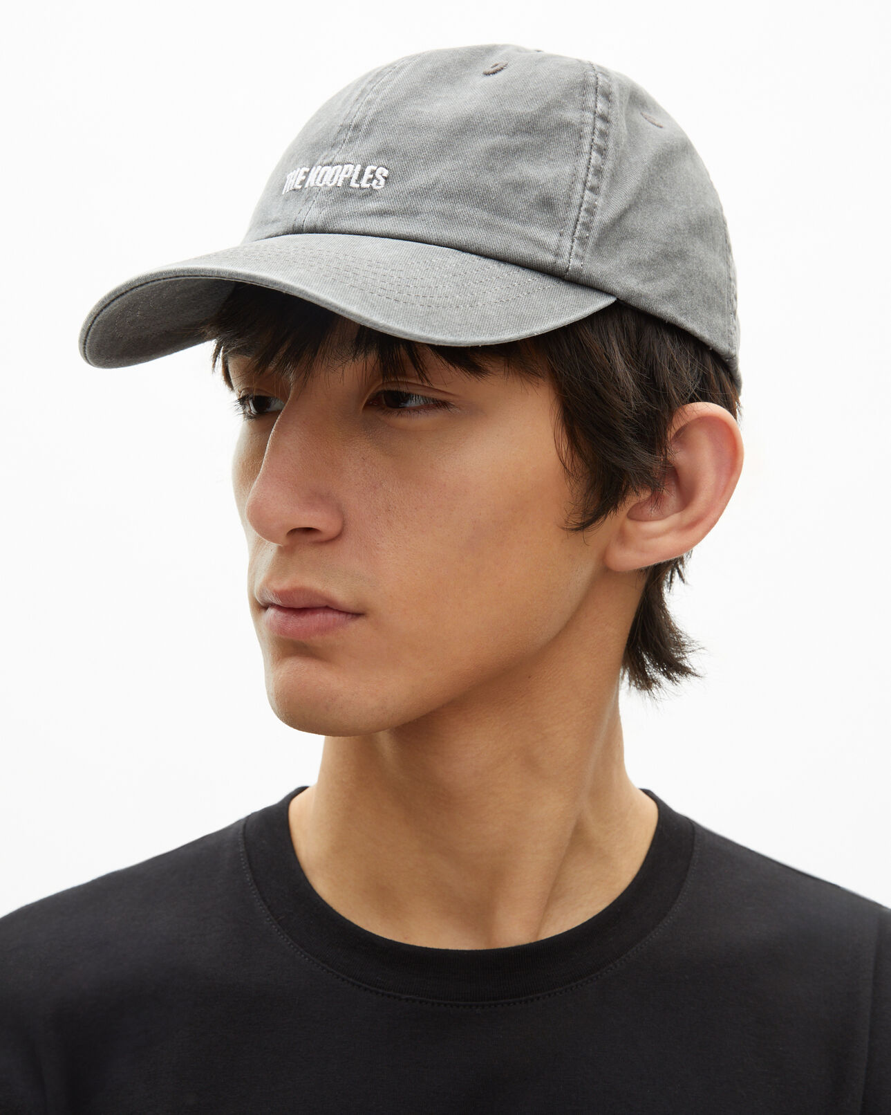 The Kooples MIXTE BLACK WASHED casquette logo brodé noire