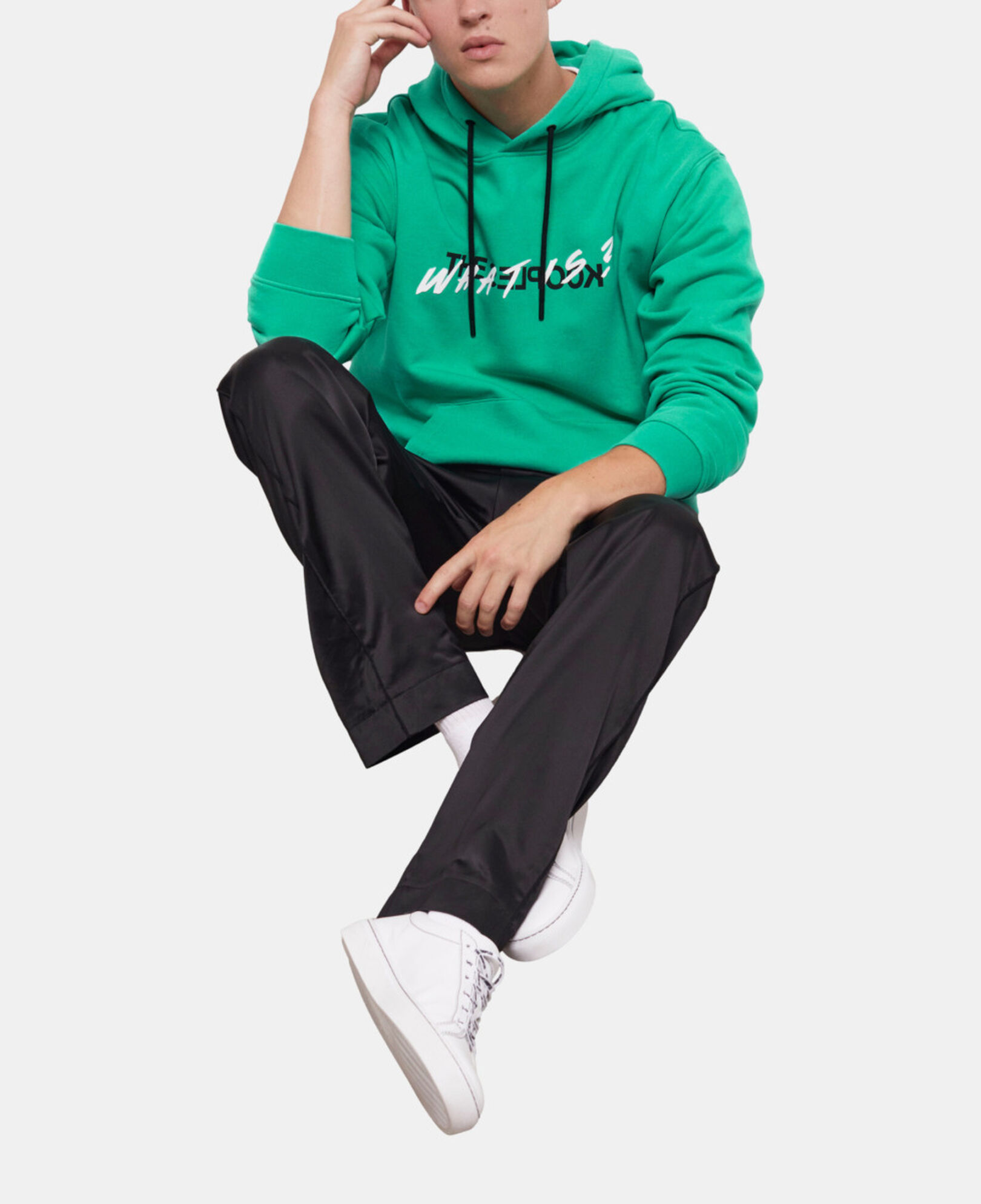 The Kooples HERREN GREEN grünes sweatshirt mit „what is“-schriftzug