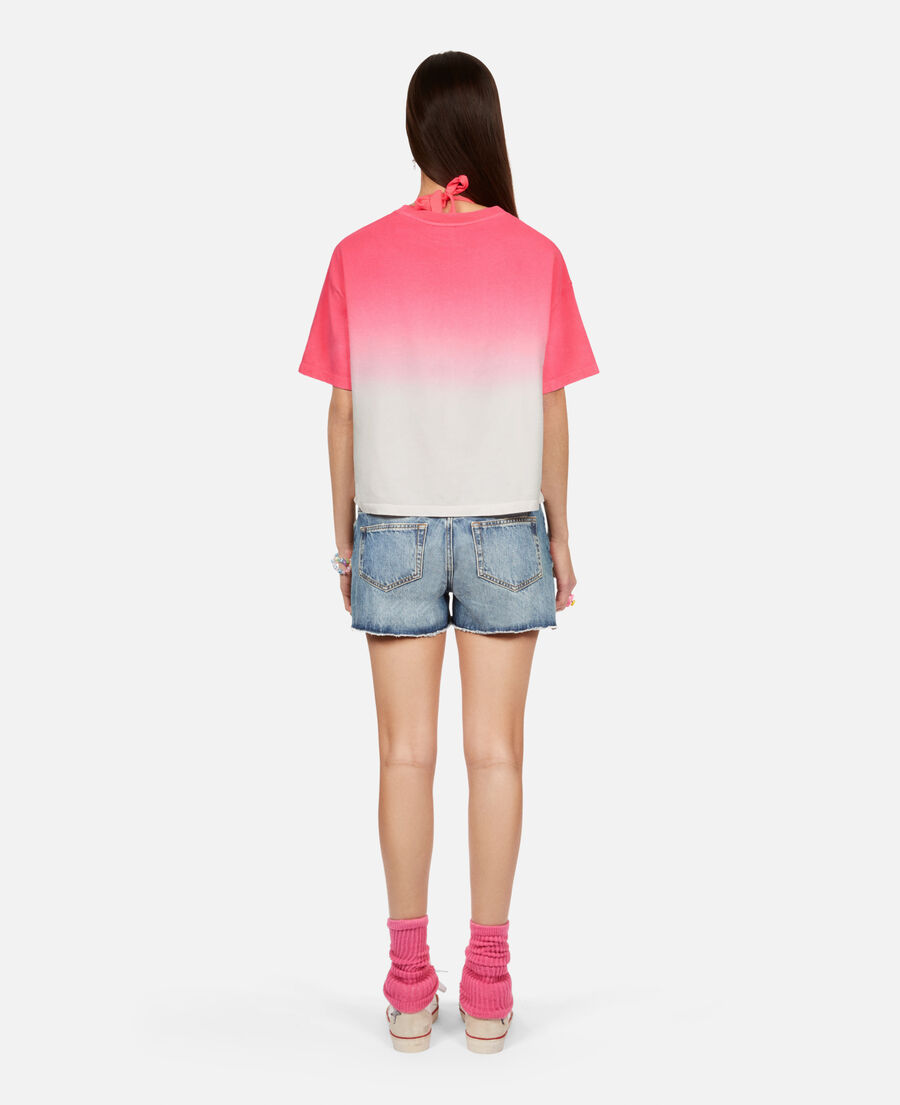 t-shirt rose dégradé avec sérigraphie venice