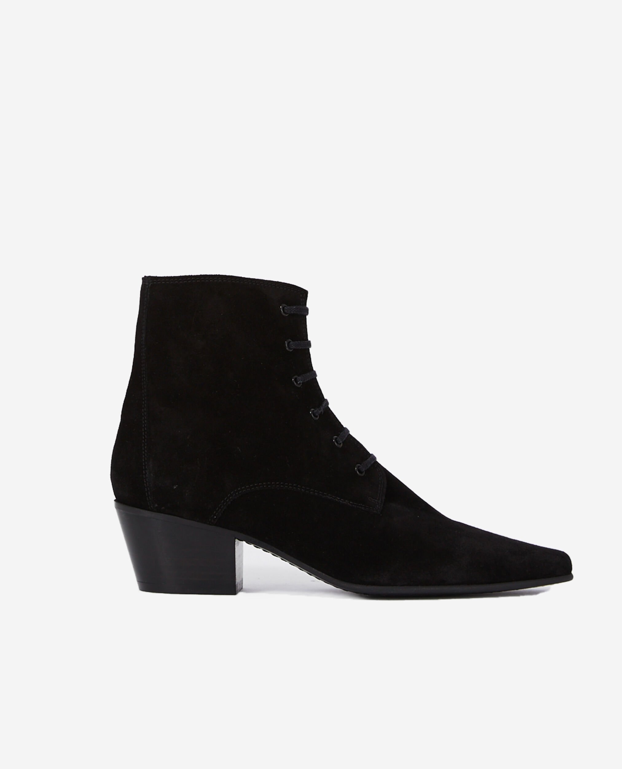 Boots en cuir à lacets noirs, BLACK, hi-res image number null