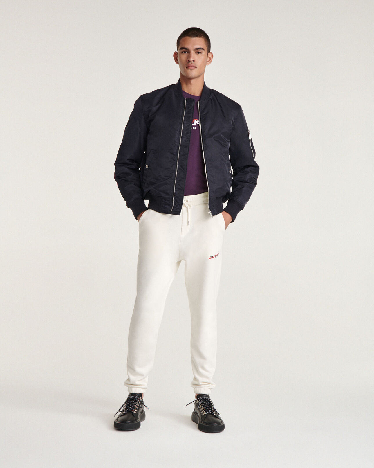 The Kooples HOMME DARK NAVY bomber technique matelassé bleu marine