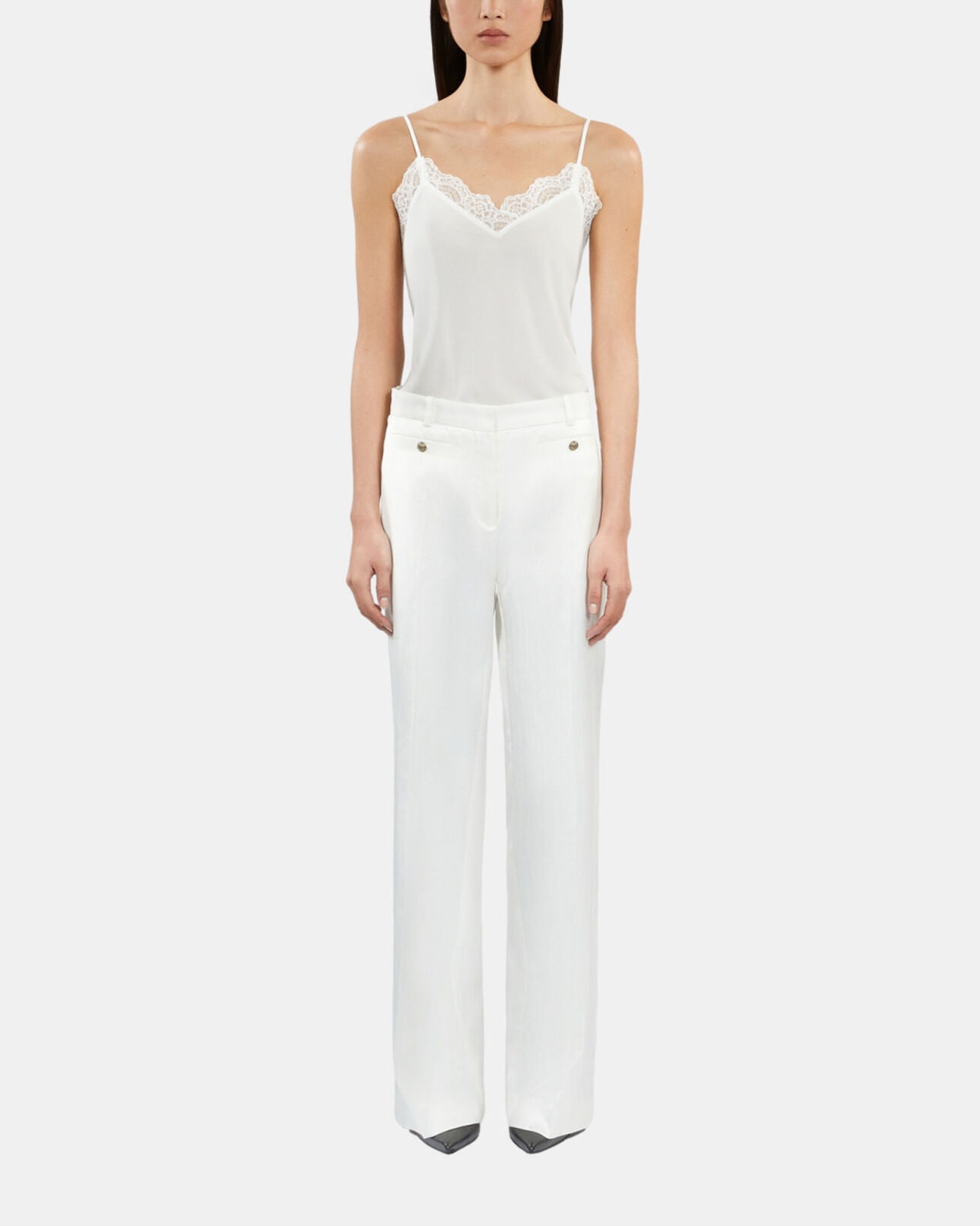 The Kooples FEMME WHITE pantalon tailleur blanc